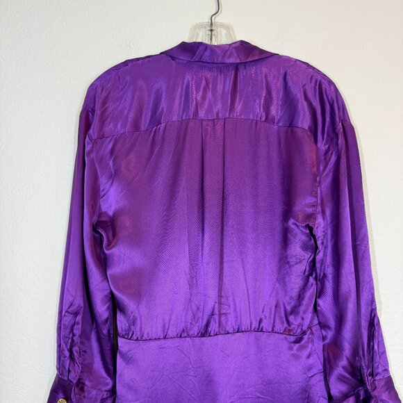 Zara Satin Effect Purple Wrap Dress Mini Medium - Picture 10 of 15